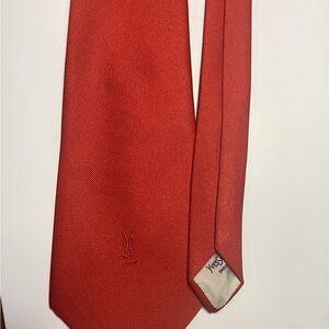 Yves Saint Laurent Red Solid Silk Tie